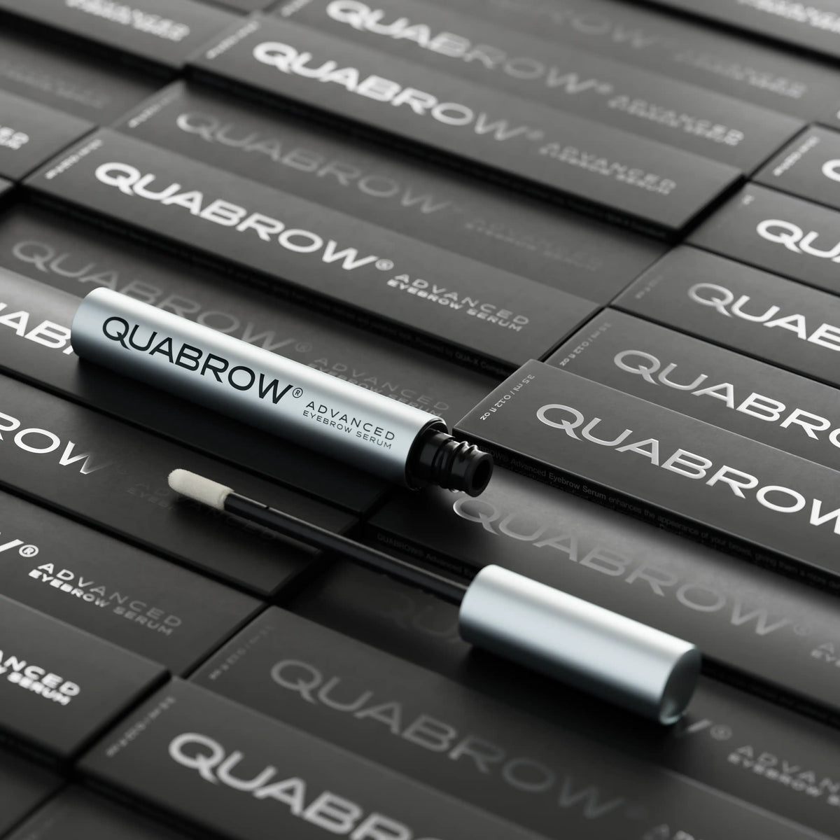 Quabrow Advanced Eyebrow Serum displayed with elegant product packaging