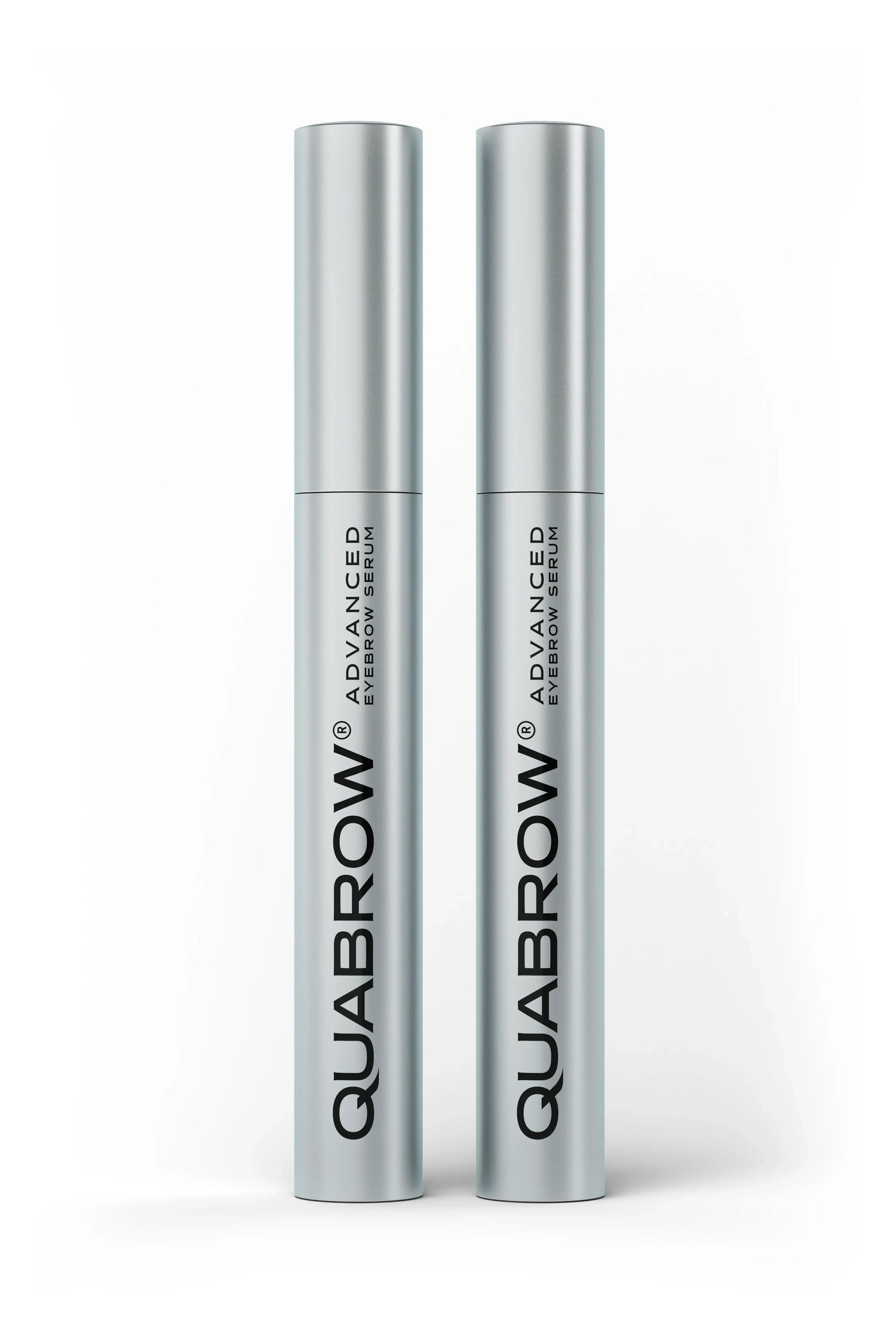 QUABROW Advanced Eyebrow Serum DUO SET 2x3.5 ml – two silver tubes on a white background