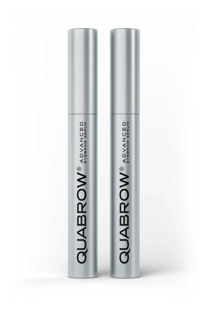 QUABROW Advanced Eyebrow Serum DUO SET 2x3.5 ml – two silver tubes on a white background